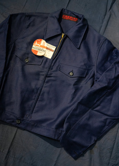 1940s "CREPIER" French Moleskin Cyclist Jacket - Deadstock