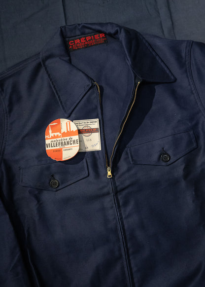 1940s "CREPIER" French Moleskin Cyclist Jacket - Deadstock