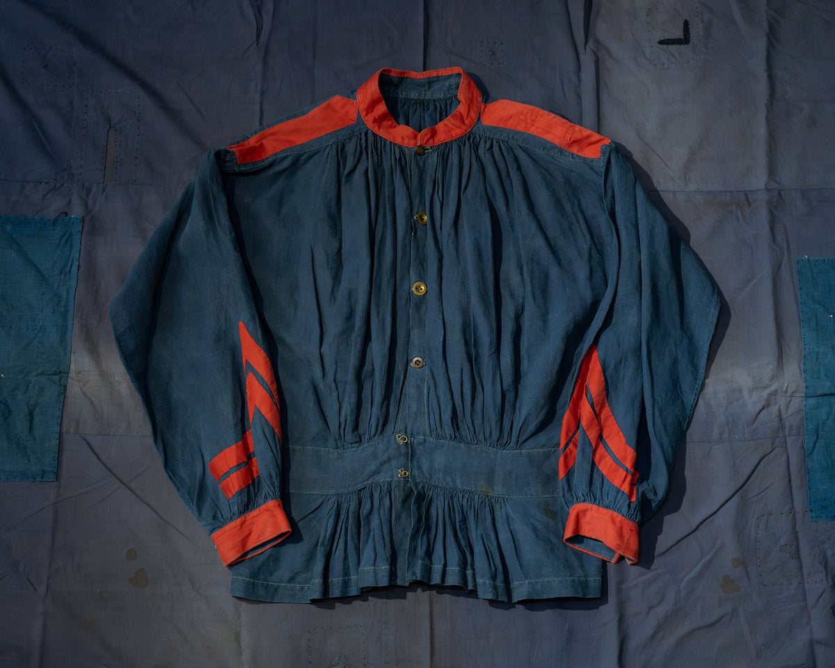 Late 19 Century French Antique Indigo Linen Fireman Bourgeron 
