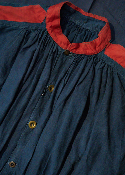 Late 19 Century French Antique Indigo Linen Fireman Bourgeron Jacket