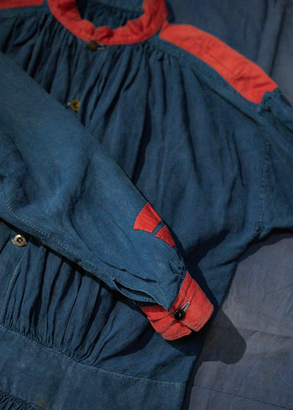 Late 19 Century French Antique Indigo Linen Fireman Bourgeron Jacket