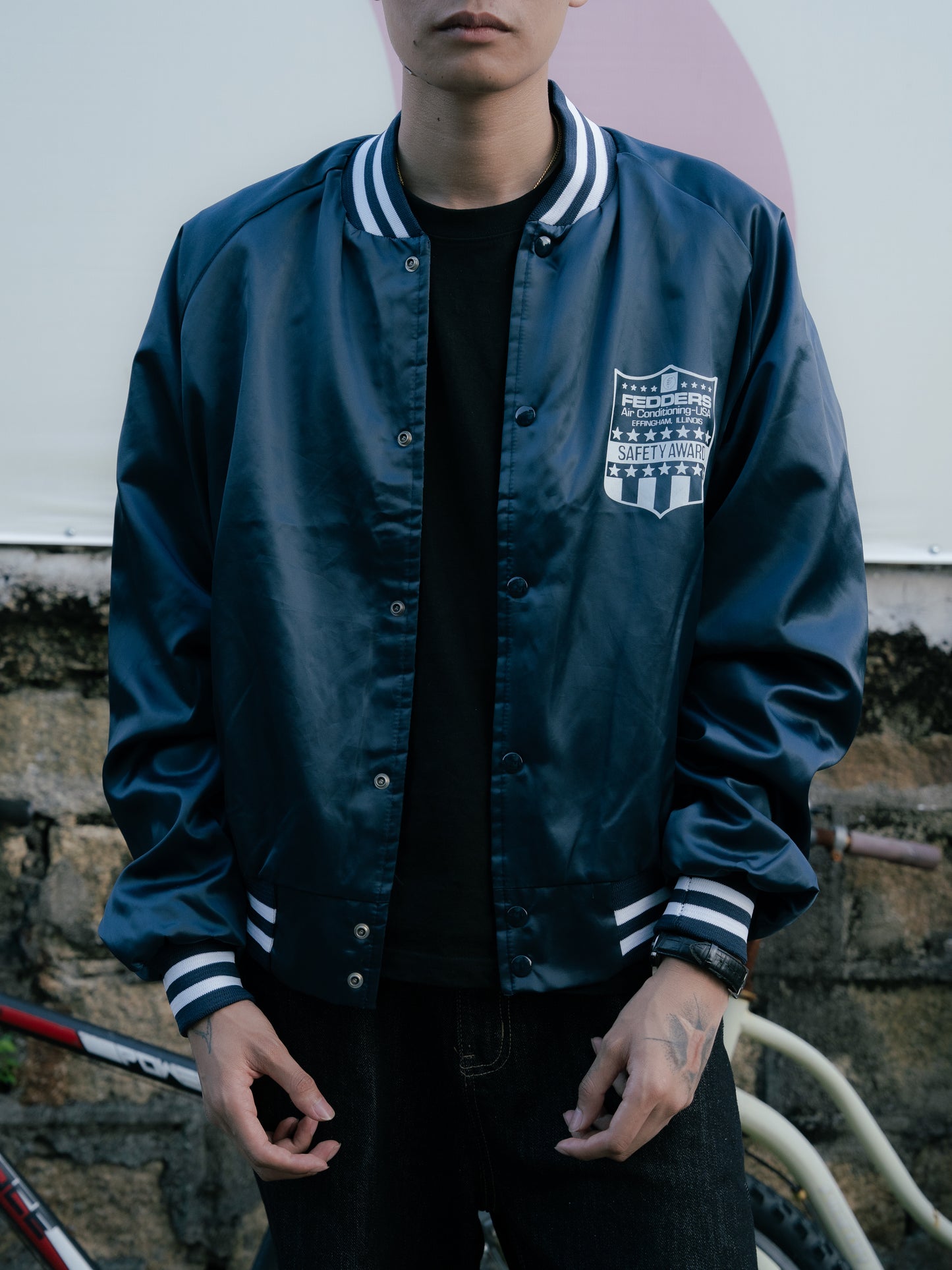 1980s "CHALK-LINE" FEDDERS Satin Jacket