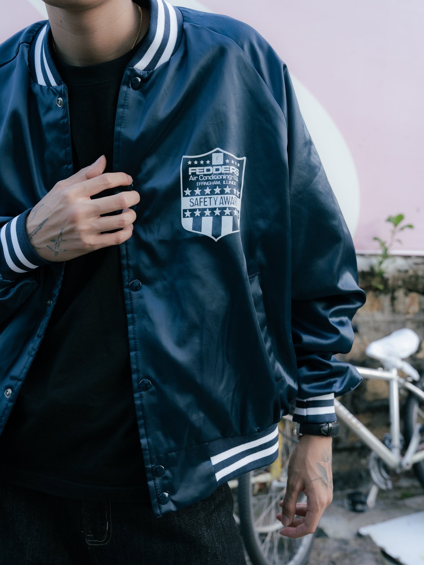 1980s "CHALK-LINE" FEDDERS Satin Jacket