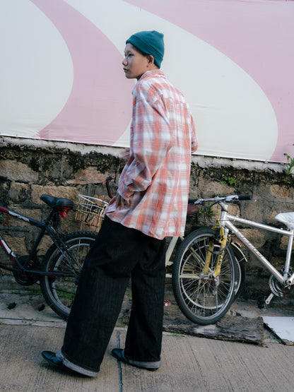 “ROPER”格紋長袖紐帶襯衫