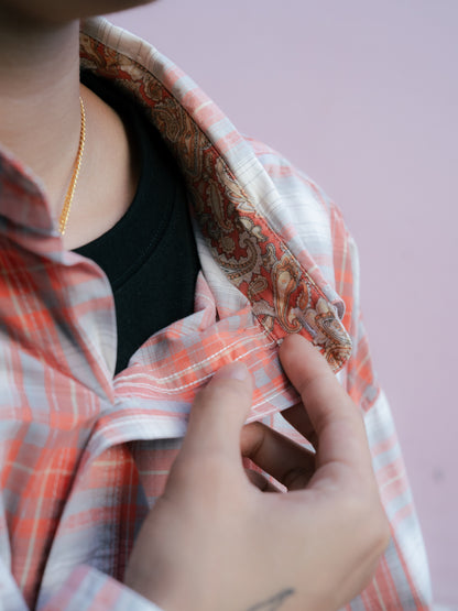 “ROPER”格紋長袖紐帶襯衫