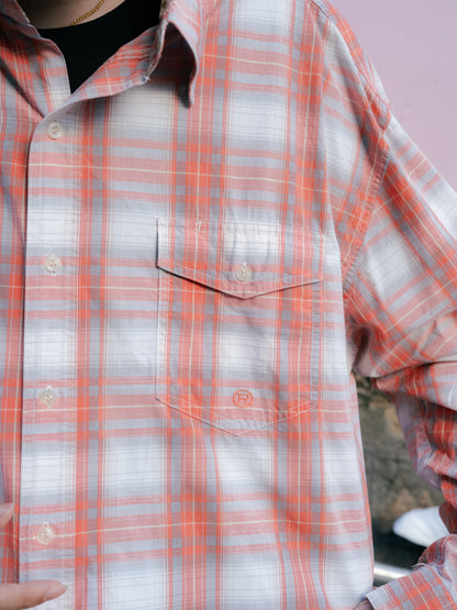 “ROPER”格紋長袖紐帶襯衫