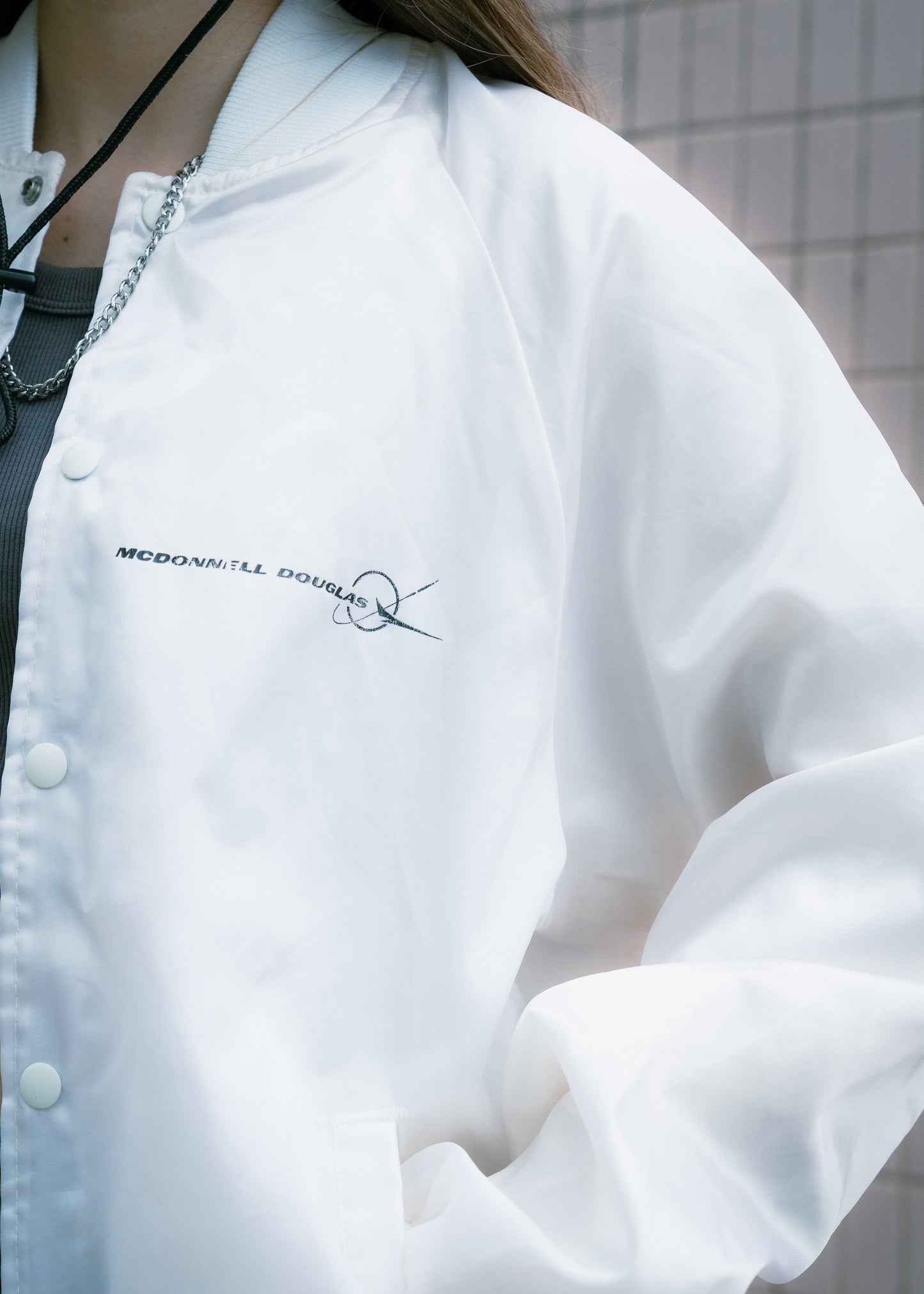 1990s "AUBUAN" MCDONNEL DOUGLAS Satin Jacket