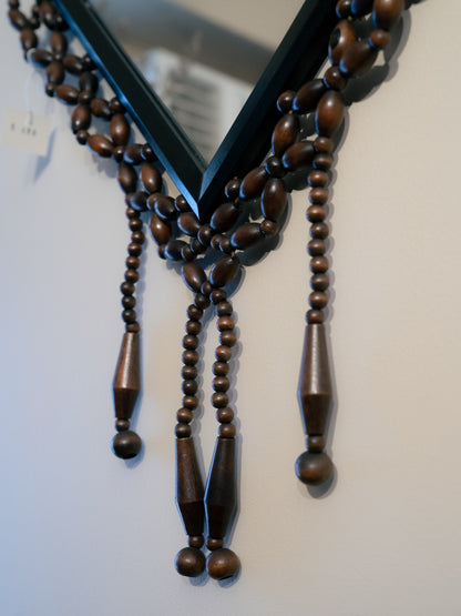 Wooden Bead Woven Mirror 木珠編織壁掛菱形鏡