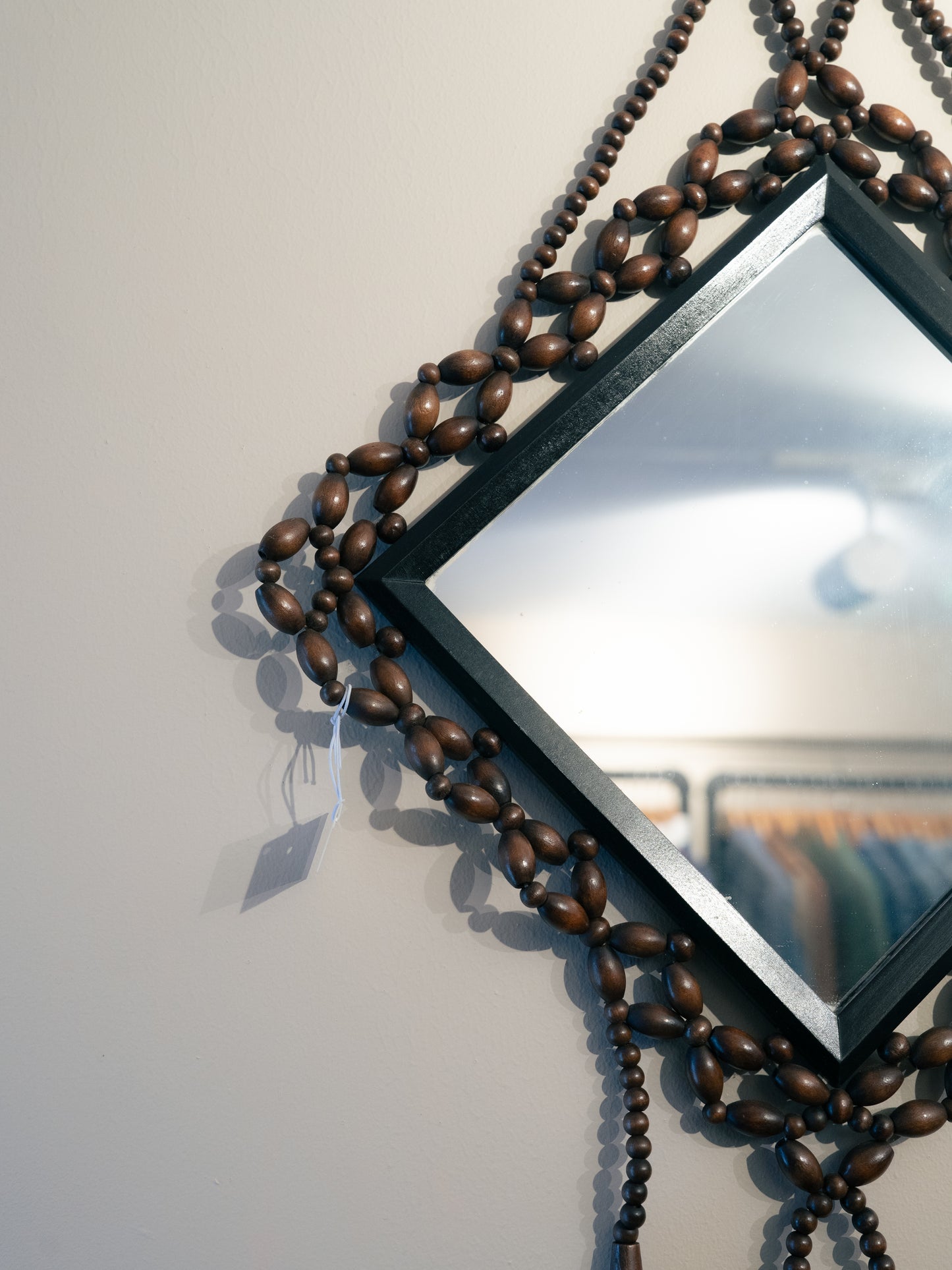 Wooden Bead Woven Mirror 木珠編織壁掛菱形鏡