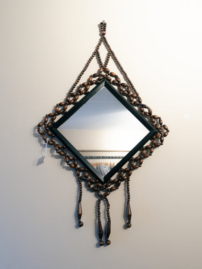 Wooden Bead Woven Mirror 木珠編織壁掛菱形鏡