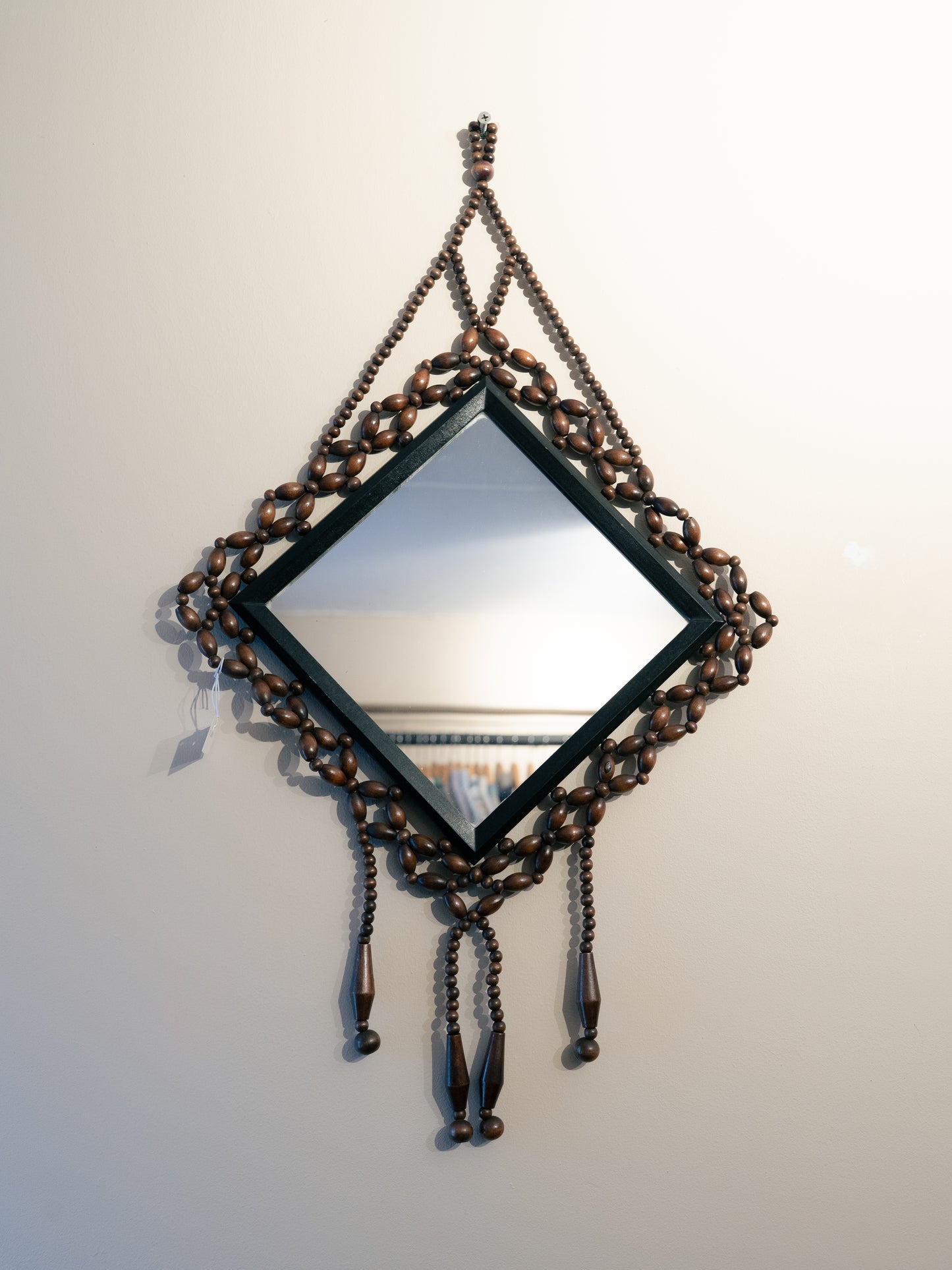 Wooden Bead Woven Mirror 木珠編織壁掛菱形鏡