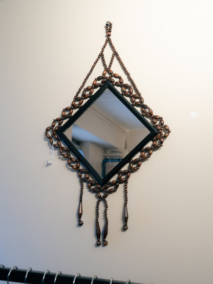 Wooden Bead Woven Mirror 木珠編織壁掛菱形鏡