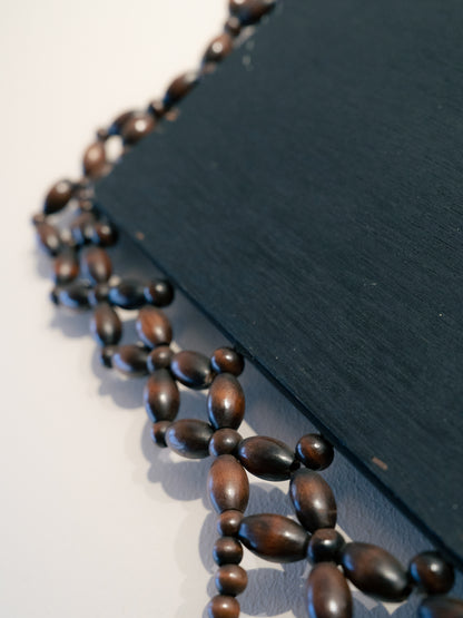 Wooden Bead Woven Mirror 木珠編織壁掛菱形鏡