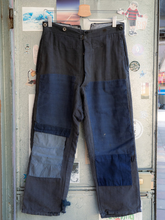 1930-40s French Indigo Cotton Twill Work Pants
