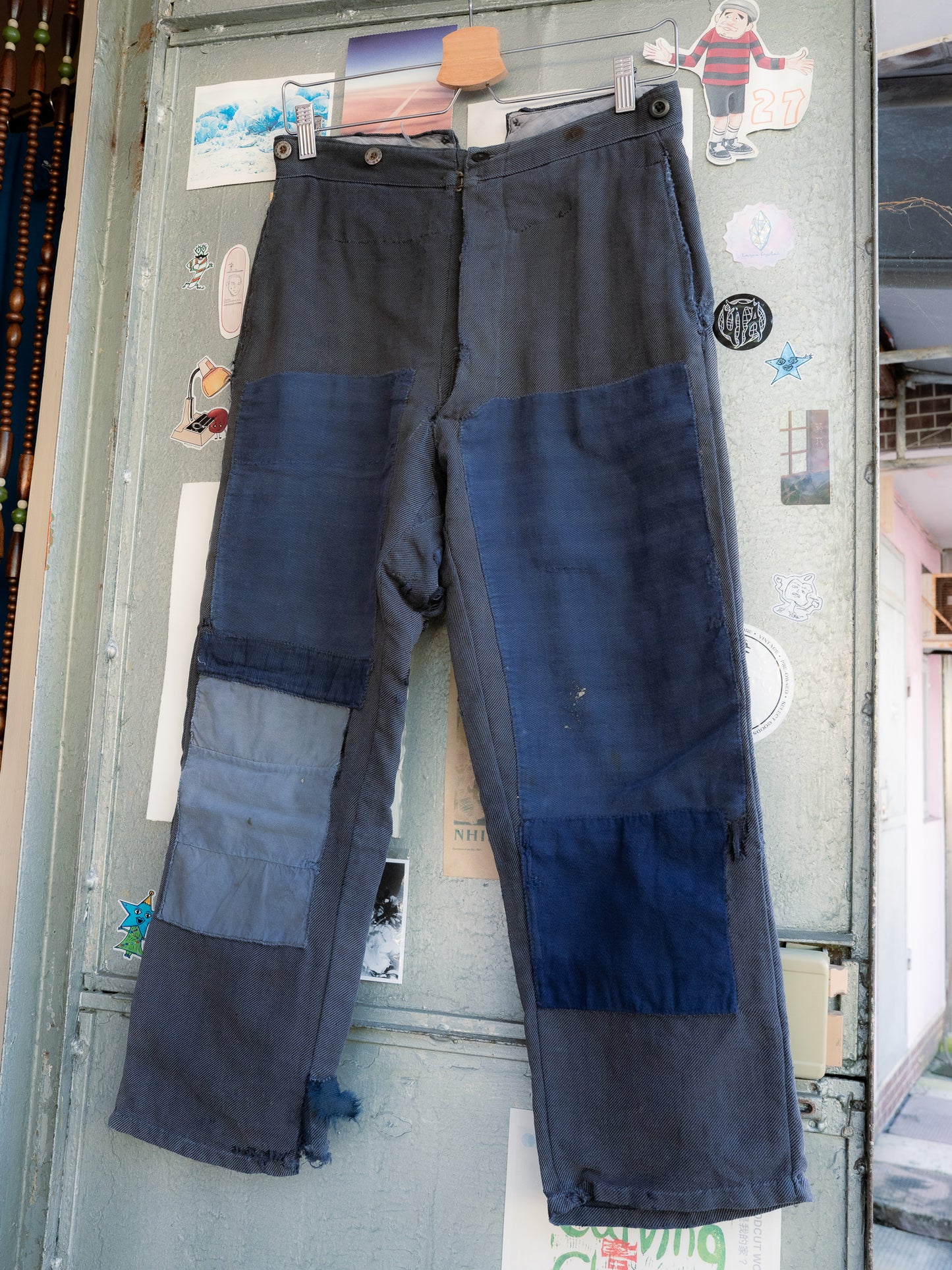 1930-40s French Indigo Cotton Twill Work Pants