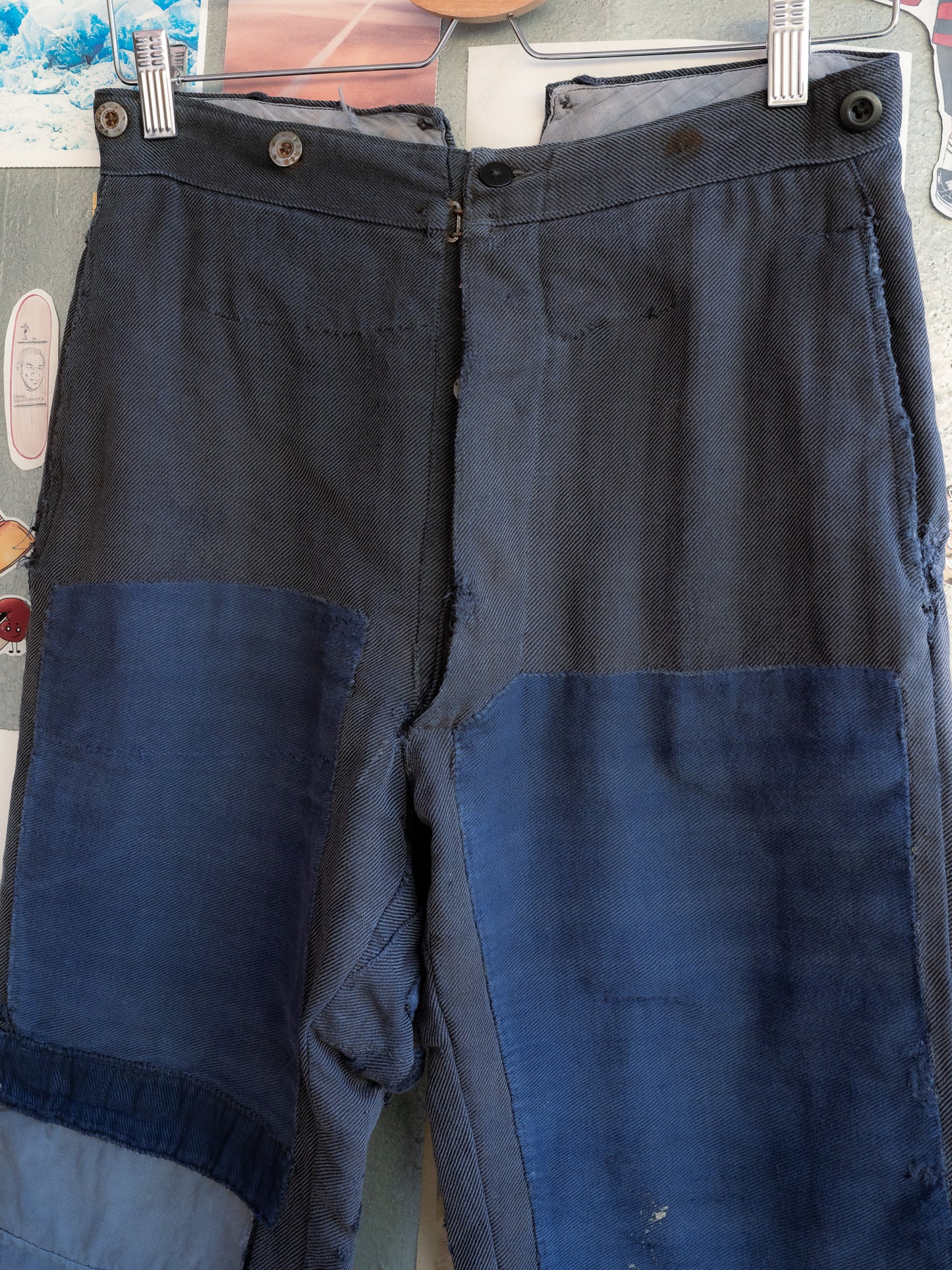 1930-40s French Indigo Cotton Twill Work Pants