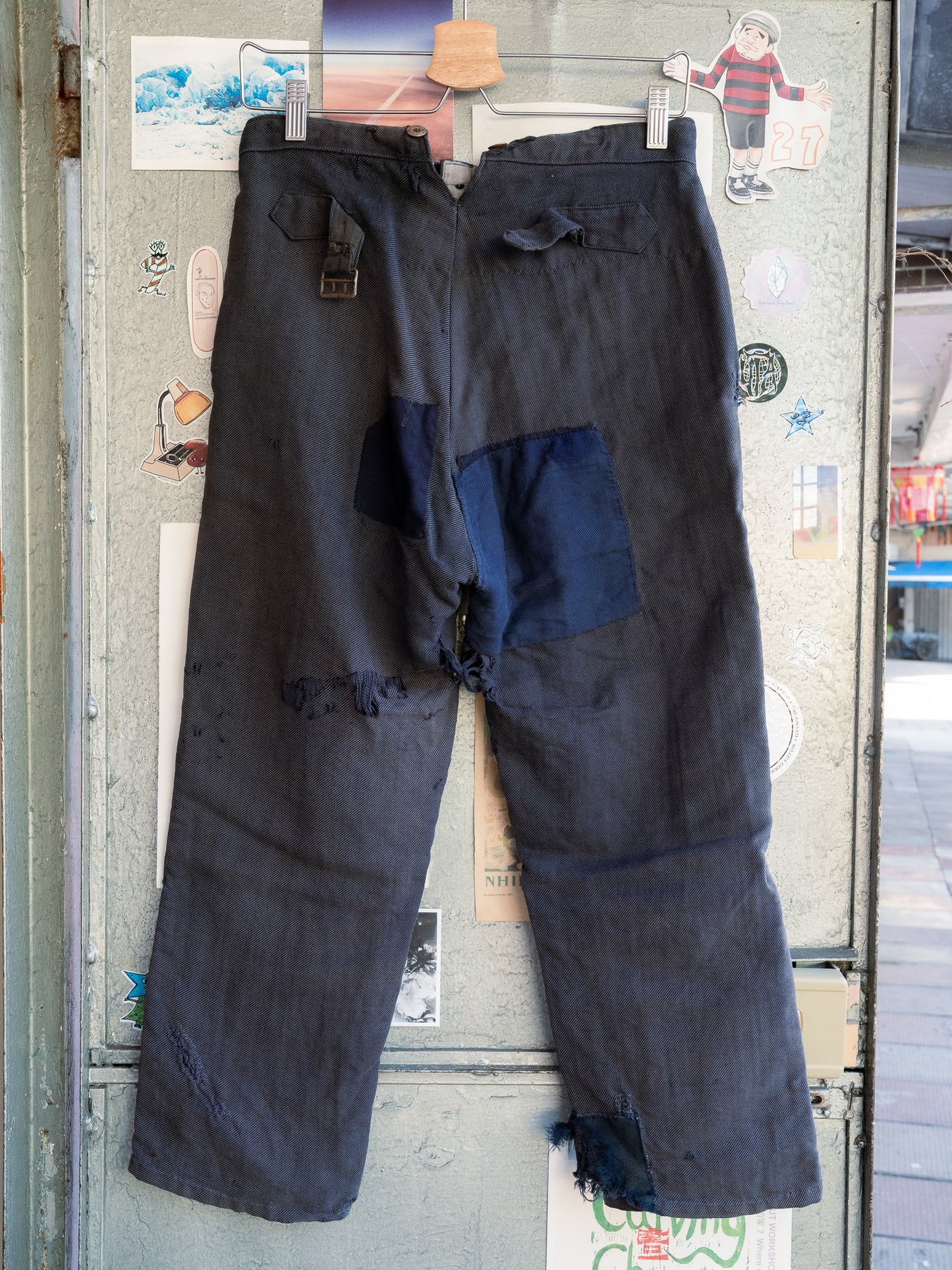 1930-40s French Indigo Cotton Twill Work Pants