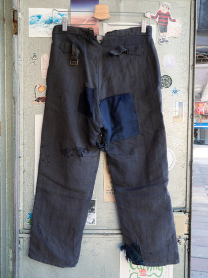 1930-40s French Indigo Cotton Twill Work Pants