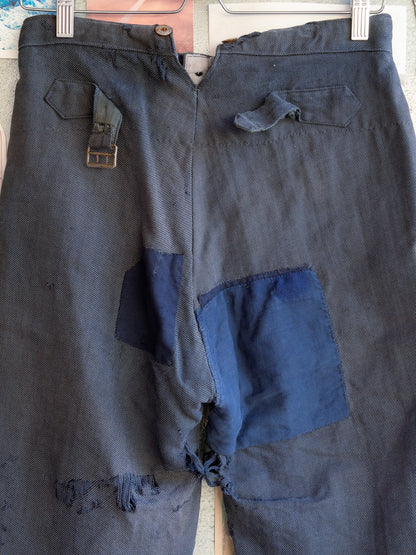 1930-40s French Indigo Cotton Twill Work Pants
