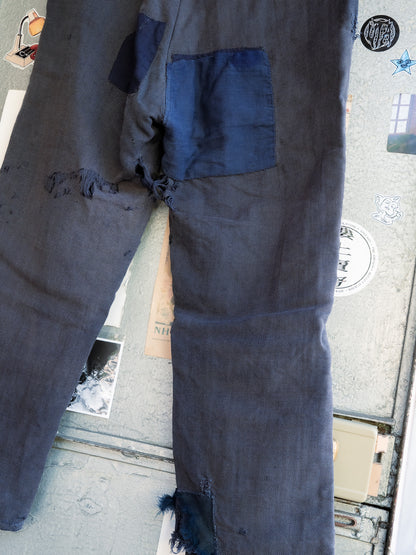 1930-40s French Indigo Cotton Twill Work Pants