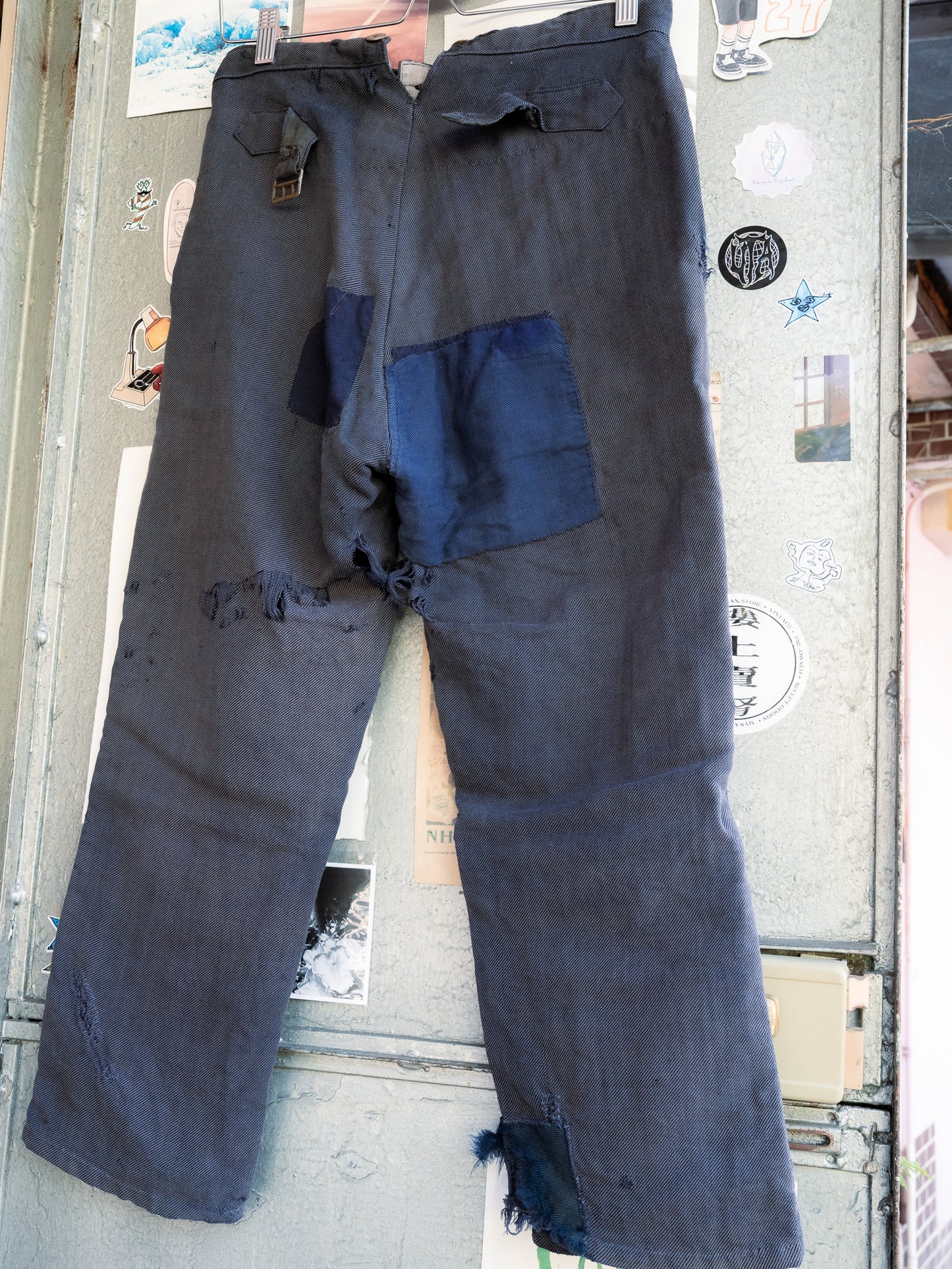 1930-40s French Indigo Cotton Twill Work Pants
