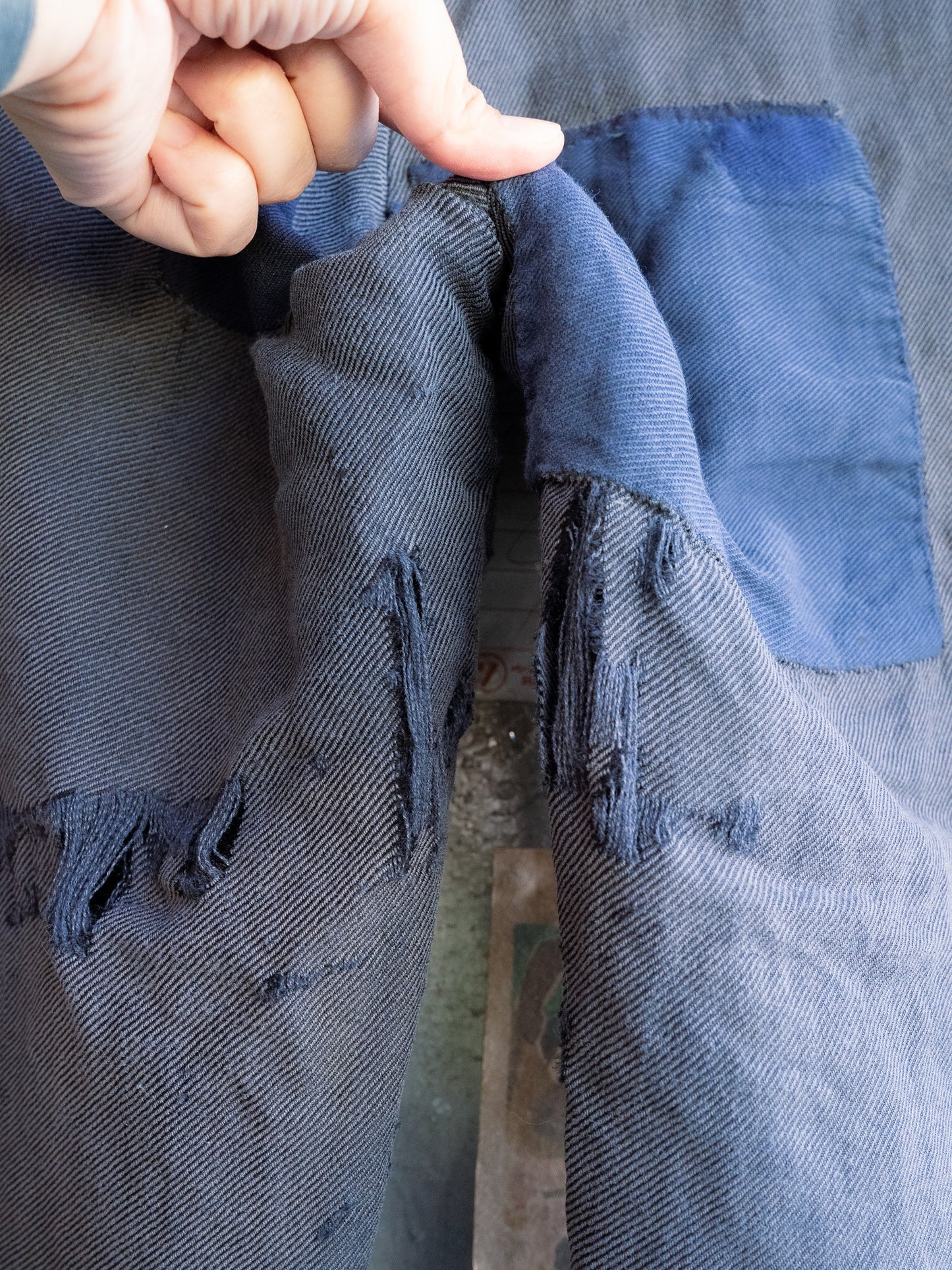 1930-40s French Indigo Cotton Twill Work Pants
