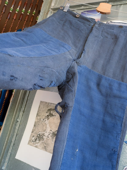 1930-40s French Indigo Cotton Twill Work Pants