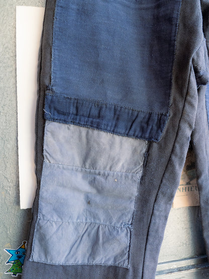 1930-40s French Indigo Cotton Twill Work Pants