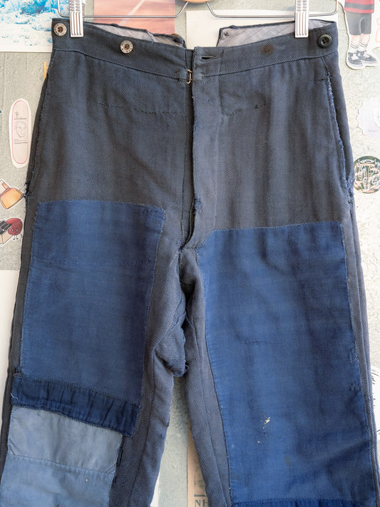 1930-40s French Indigo Cotton Twill Work Pants