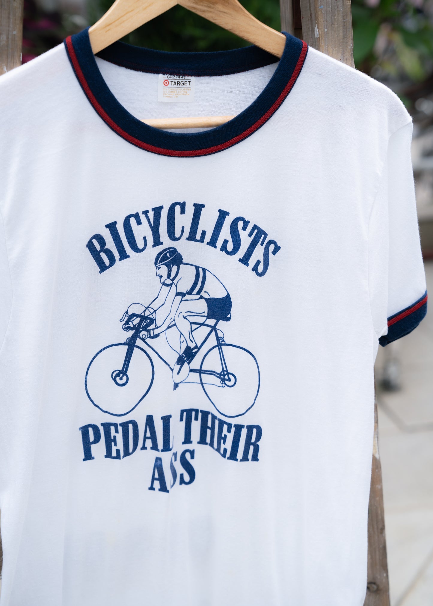 1980s "TARGET" Bicyclists Pedal Their Ass Ringer Tee