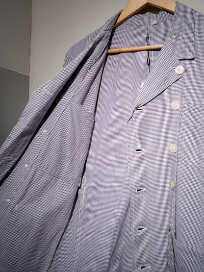 1950-60s French Butcher Houndstooth Double Breasted Work Jacket