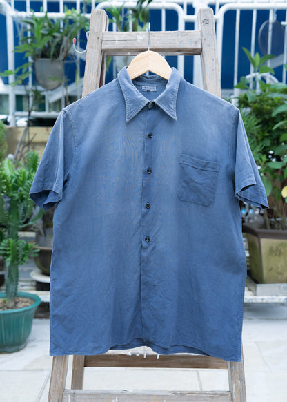1940s French "CHEMISERIES FRANCAISES" Indigo Work Short Sleeve Shirt
