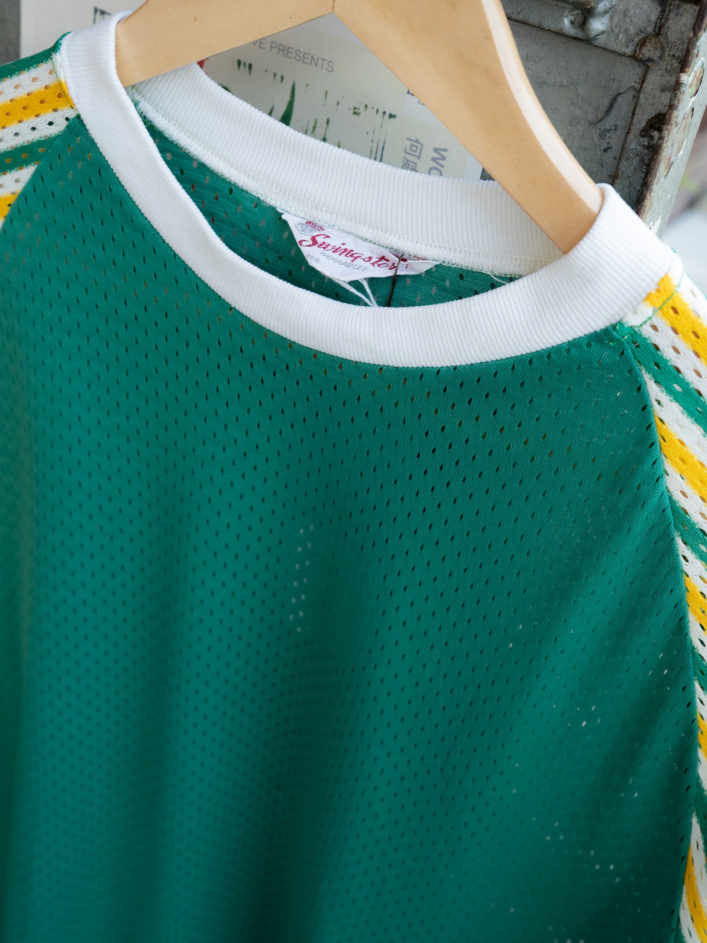 1970s "SWINGSTER" Mesh Raglan Striped Sleeves Jersey Shirt