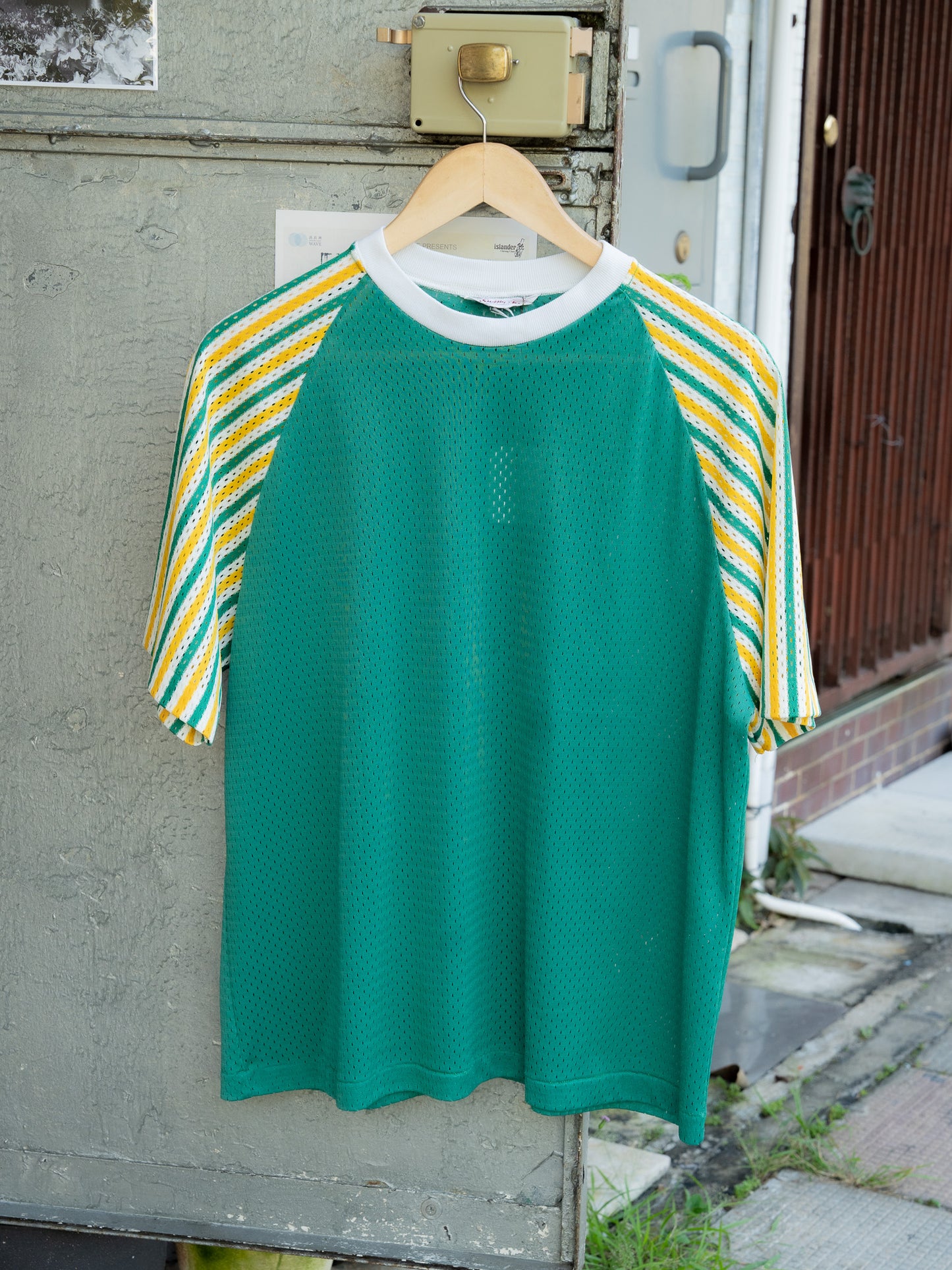 1970s "SWINGSTER" Mesh Raglan Striped Sleeves Jersey Shirt