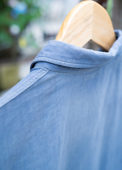 1940s French "CHEMISERIES FRANCAISES" Indigo Work Short Sleeve Shirt