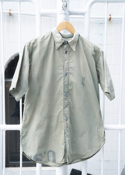 1940s U.S. Military Tent Zeltbahn Buttons Remake Shirt