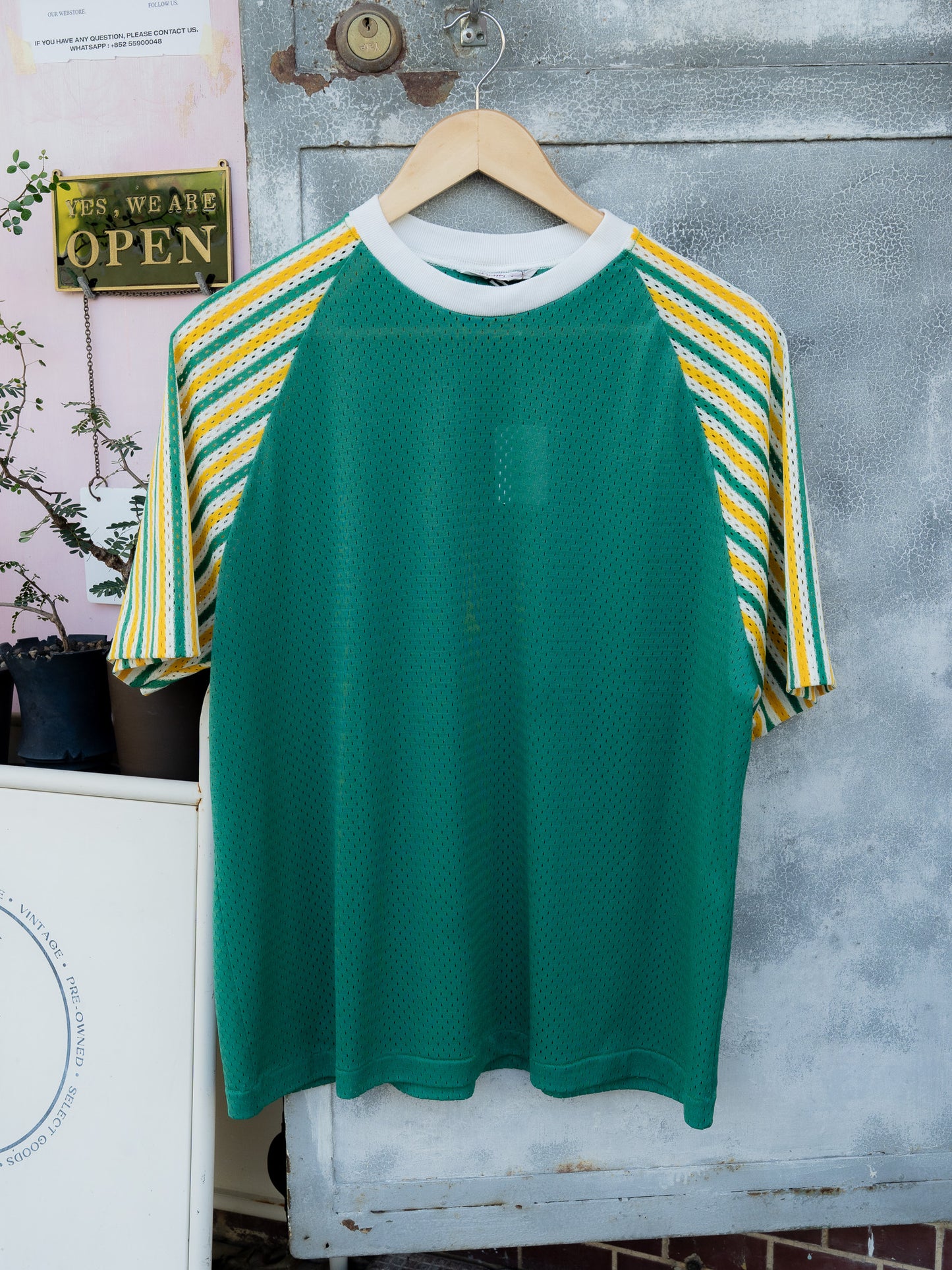 1970s "SWINGSTER" Mesh Raglan Striped Sleeves Jersey Shirt