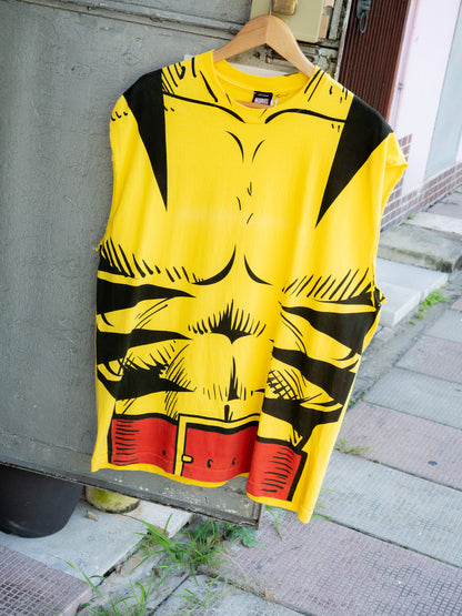 2000s "Mad Engine" Marvel Wolverine Muscle Costume Cropped Sleeves Tee