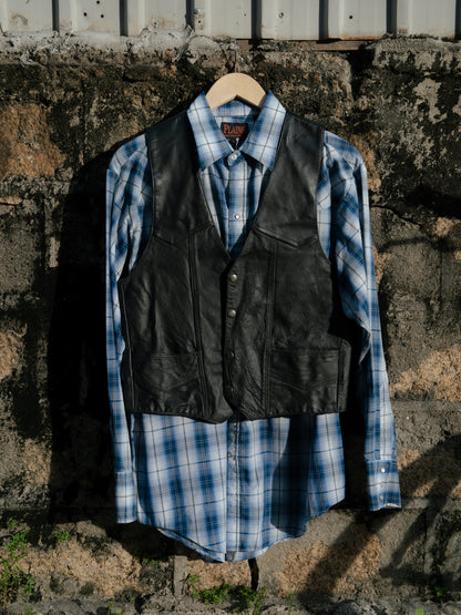 "PLAINS" Western Checker Pearl Snap Long Sleeve Shirt
