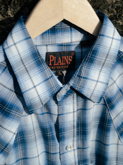 "PLAINS" Western Checker Pearl Snap Long Sleeve Shirt