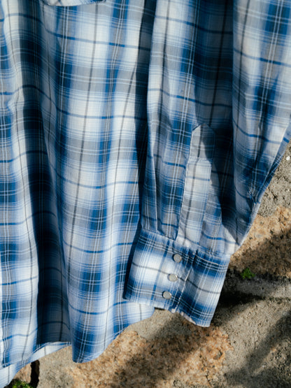 "PLAINS" Western Checker Pearl Snap Long Sleeve Shirt