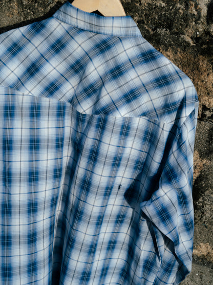 "PLAINS" Western Checker Pearl Snap Long Sleeve Shirt