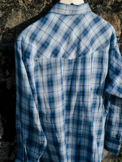 "PLAINS" Western Checker Pearl Snap Long Sleeve Shirt