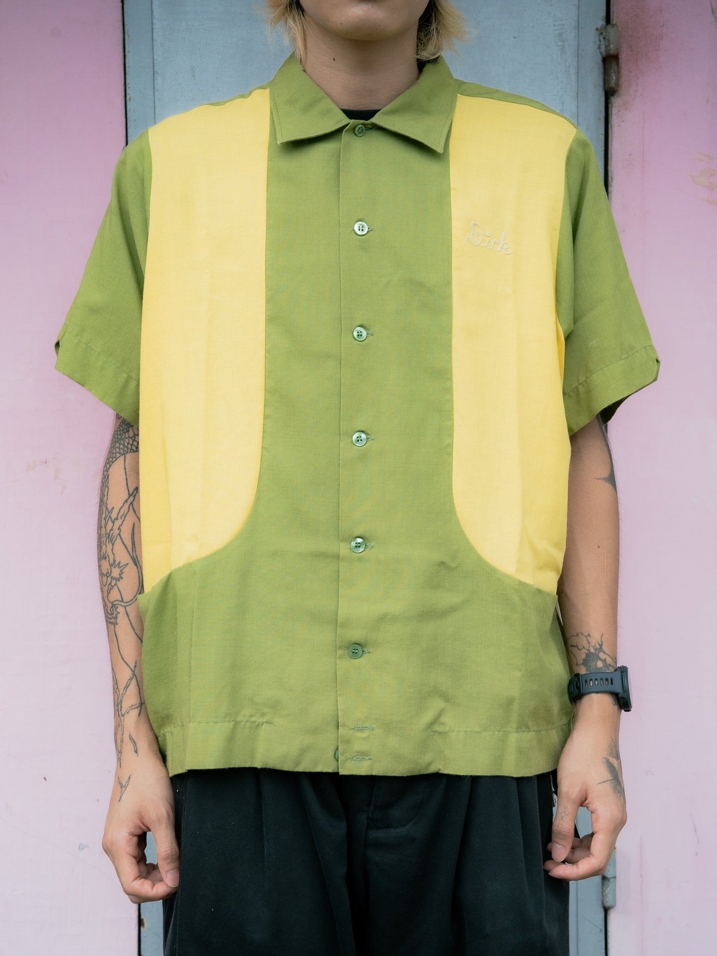 1950s "KING LOUIE" Macon Tigers Two-Tone Bowling Shirt 