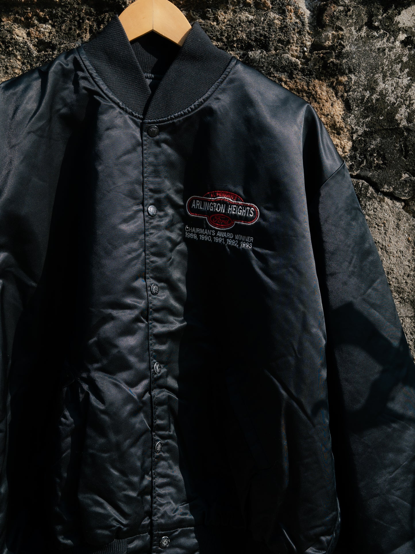 1990s "BIRDIE" Arlington Heights Ford Bomber Satin Jacket