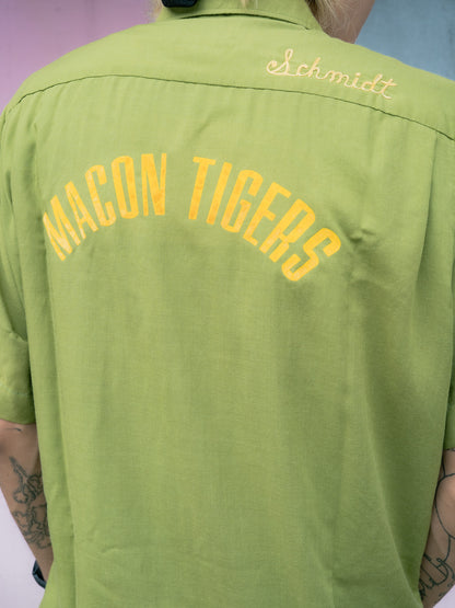 1950s "KING LOUIE" Macon Tigers Two-Tone Bowling Shirt 