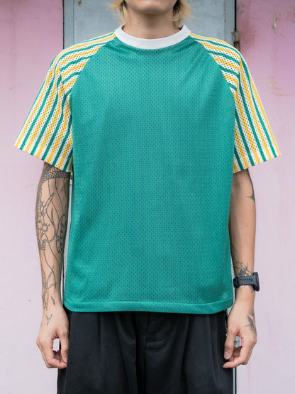 1970s "SWINGSTER" Striped Sleeves Raglan Mesh Jersey Shirt