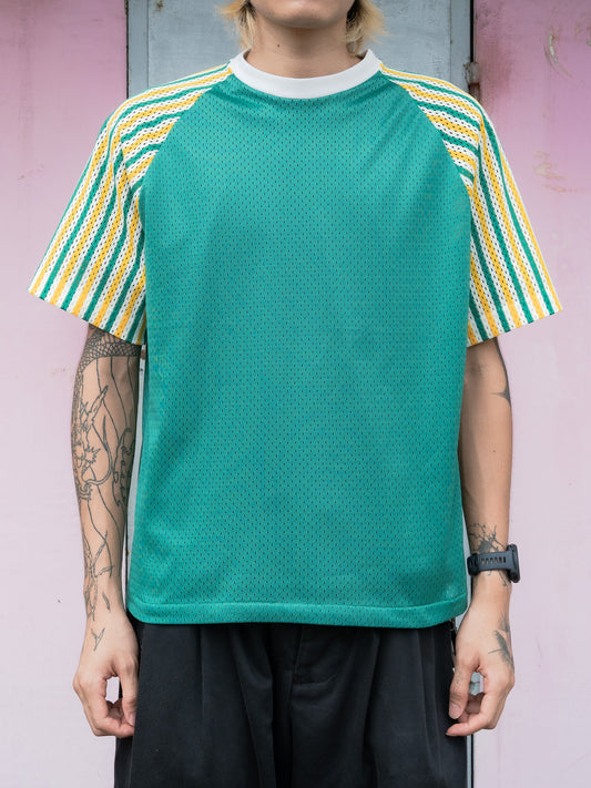 1970s "SWINGSTER" Striped Sleeves Raglan Mesh Jersey Shirt