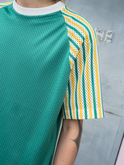 1970s "SWINGSTER" Striped Sleeves Raglan Mesh Jersey Shirt
