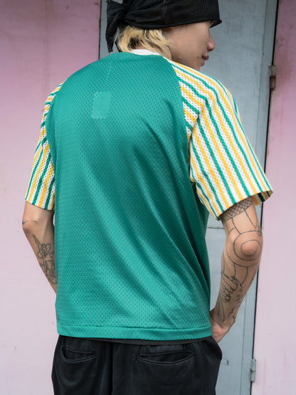 1970s "SWINGSTER" Striped Sleeves Raglan Mesh Jersey Shirt
